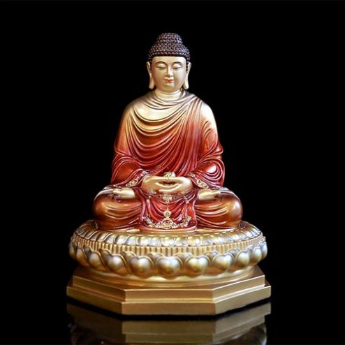 Tượng Phật Bổn Sư Thích Ca Ngồi Đài Sen Bằng Đồng Sơn Cổ Cao Cấp T2620