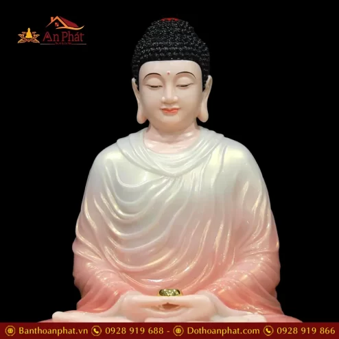 tuong phat bon su thich ca ngoi dai sen bot da ao hong nhap khau t262900003