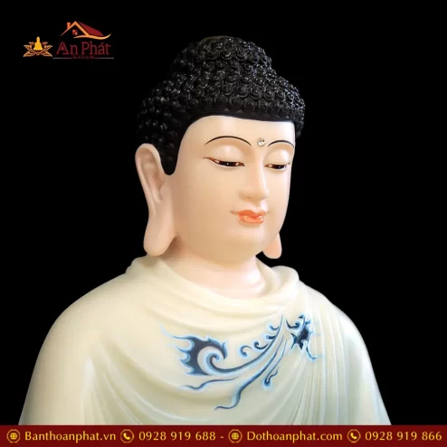 tuong phat thich ca bot da son xanh dang ngoi dai sen nhap khau t262100004