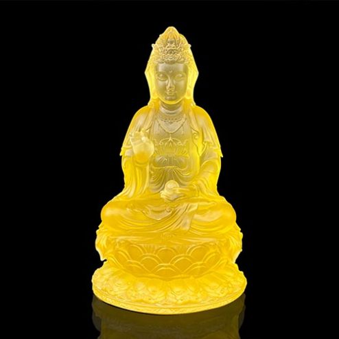 Tượng Quan Thế Âm Bồ Tát Ngồi Đài Sen Lưu Ly Cao Cấp Nhập Khẩu T2585