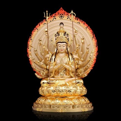 Tượng Thiên Thủ Thiên Nhãn Đồng Dát Vàng Cao Cấp Nhập Khẩu T2677